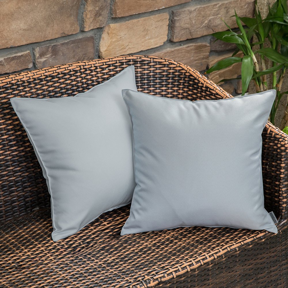 Miulee Light Grey Pack Of 2 Outdoor Waterproof Throw Pillow Cover Home Décor Pillow Case Luxury Decorating Cushion Covers Protectors For Tent Park Bed Sofa Chair Couch Bedroom 45X45cm 18X18inch