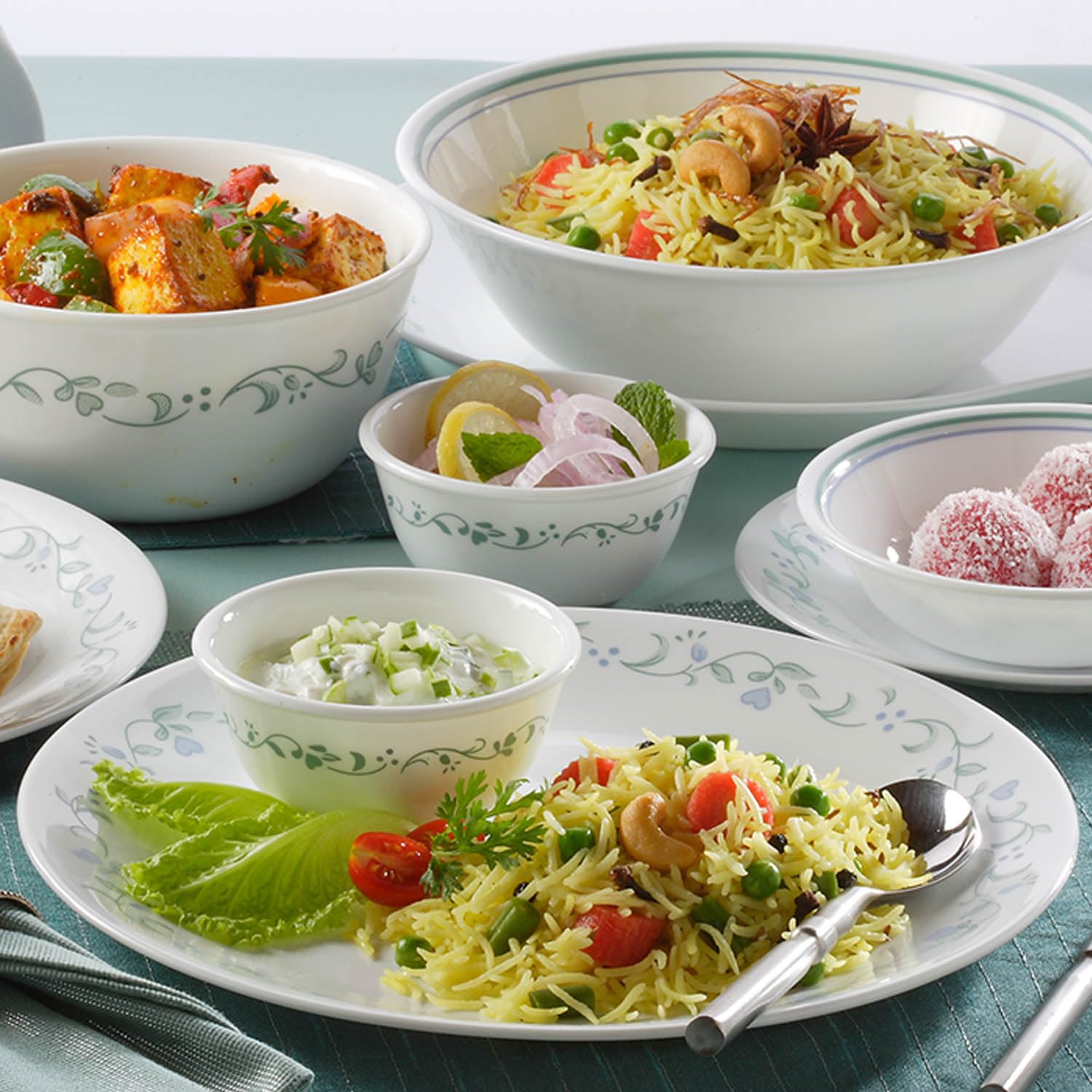 CORELLE Livingware Country Cottage Katori Set 177 ml, Lightweight & Durable, Made of Vitrelle Glass, Microwave & Dishwasher Safe, Elegant Crockery for Dining & Gifting - Set of 6 - Image 2 thumbnail