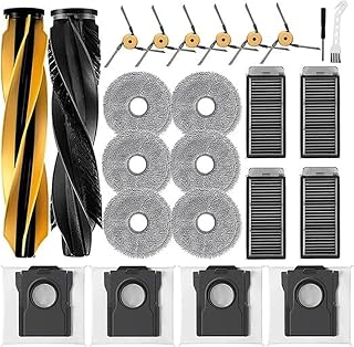 24 Pcs Replacement Parts Compatible with Dreame L60 Pro Ultra Robot Vacuum, 2 Main Brush, 6 Mop Pads, 4 Dust Bags, 4 Filters, 6 Side Brush, 2 Clean Tools
