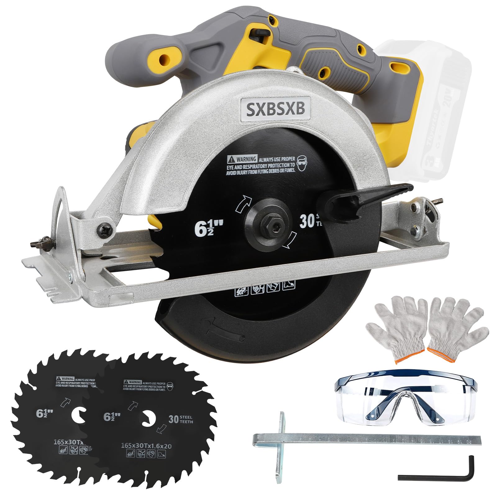 6-1/2" Cordless Left‑Blade Circular Saw for De-Walt 20V Max (Tool Only) | 8000 RPM Motor, 0-45° Bevel Adjustment, Wood & PVC Cutting, Battery Not Included, Cordless Portable Design