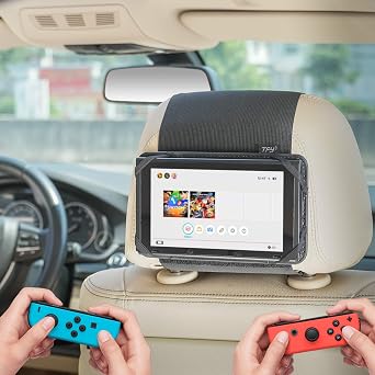 Car Headrest Mount Holder for Switch 7 | Compatible with Tablets | Secure hold | Easy installation | Tool-free installation | Ideal for in-car use/gaming