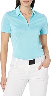 Callaway Womens Quarter Zip Short Sleeve Heather Golf Polo Shirt