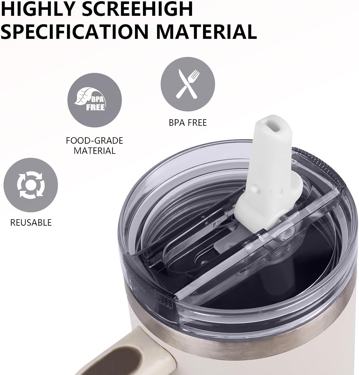 Replacement 40oz Leak Proof Tumbler FLIP Lid With Straw - Fit For Stanley ProTour Quencher 40oz and Quencher H2.0 40oz,64oz Tumbler (Polar, 40oz and 64oz) - Image 8