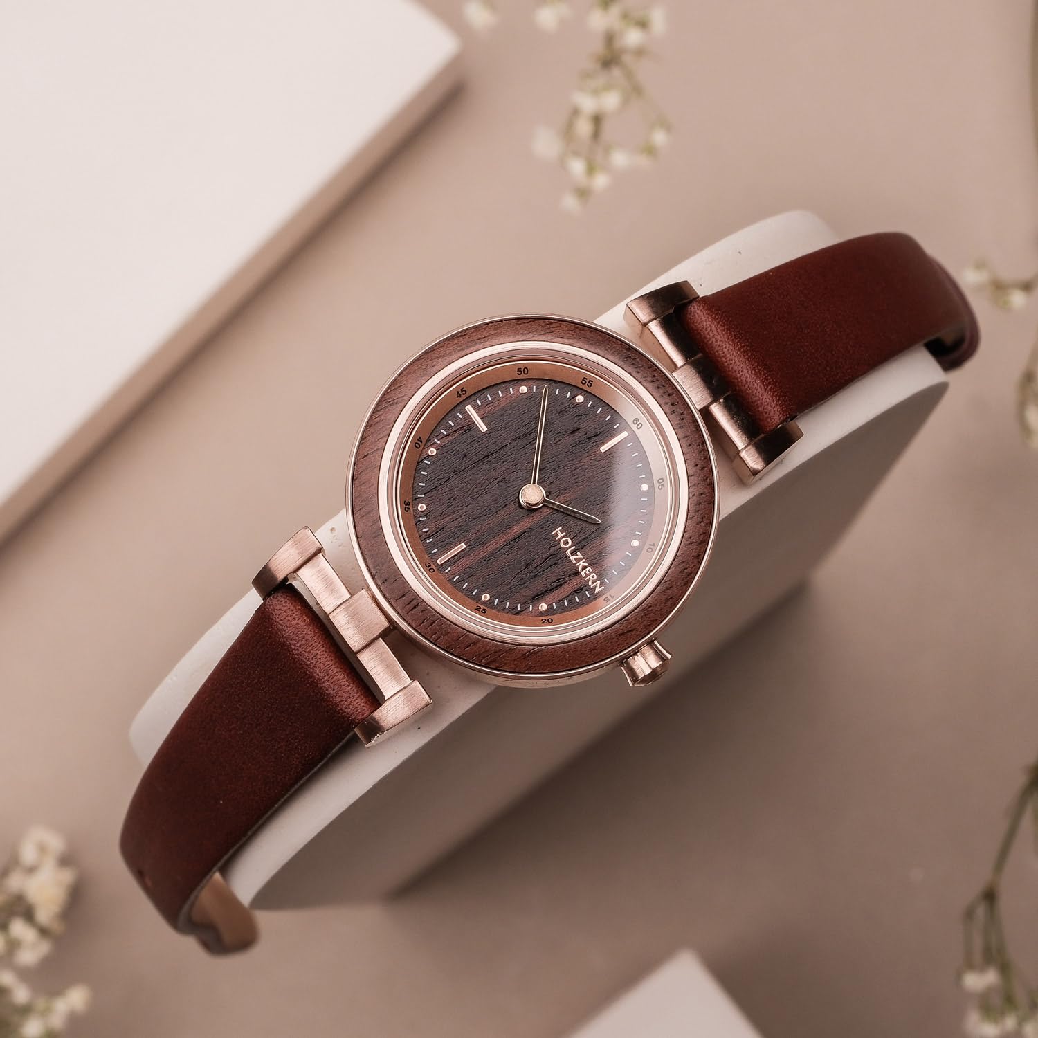 HOLZKERN Damenuhr Quarz Harriet Walnuss/Ahorn 9010631017415 | edle Armbanduhr für Frauen,