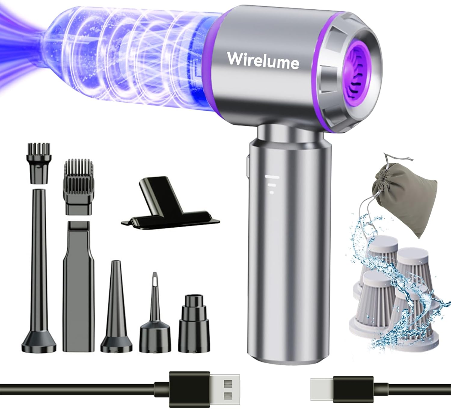 Aspirador de Mano para Coche inalámbrica Potente 22000 Pa succión ciclónica Fuerte Motor Mini pequeña de Mesa sin escobillas portátil Recargable Ligera para Pelo de Mascotas, vehículo, hogar