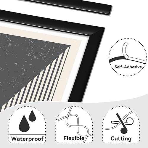 Miniatura 4 de JSIWOTH Moldura para despegar y pegar de 9.8 pies, color negro mate, impermeable, para paredes, bordes, marcos de ventanas, azulejos de