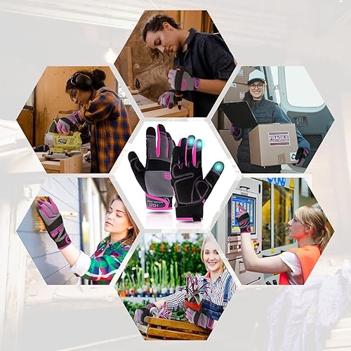 Miniatura 2 de AIGEVTURE Guantes de trabajo para hombres y mujeres, guantes de jardinería para pantalla táctil, guantes de trabajo delgados para mecánico, color