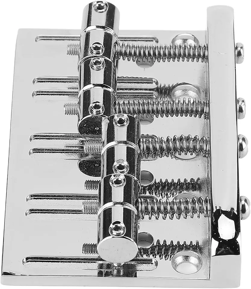 Conjunto de Ponte de Baixo de 4 Cordas, Espaçamento de Cordas Ajustável, Metal Leve Prateado, Com Ajuste Lateral para Guitarra Elétrica Baixo de Precisão de Jazz