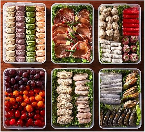 Miniatura 7 de Contenedor organizador de refrigerador, recipientes de plástico para almacenamiento de alimentos con tapa, 3 capas, sin BPA, apilable organizador de