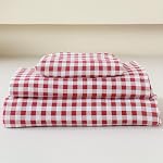 NSNLGSGC Ensemble de draps en microfibre bleu clair Gingham, draps en cuir bleu bébé, 4-Pieces Ensemble de feuilles de grille avec poche profonde