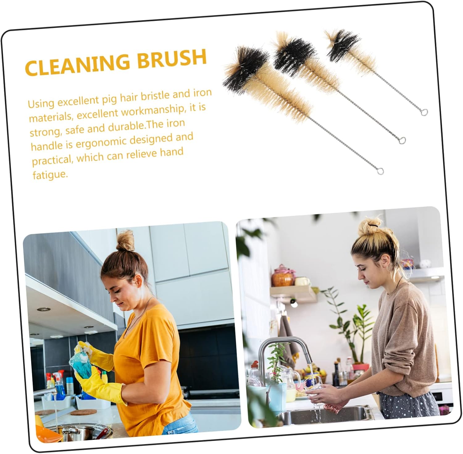 6pcs Flask Cleaning Brush Set Chemical Lab Bottle Brush Iron Handle Multi-Purpose Cleaning Tool for Beakers and Flasks for Laboratory Use
