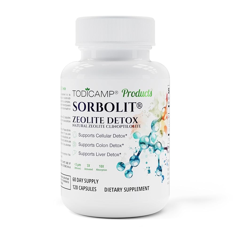 TODICAMP Zeolite Detox Sorbolit - Zeolite Binder Supplement for Full Body Detox - Gut Cleanse, Cellular and Liver Detox (120 Count (Pack of 1))