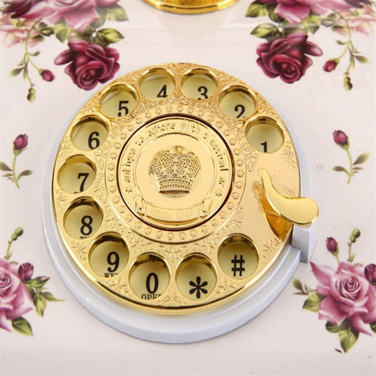 ELzEy Teléfono Retro de cerámica Europeo/Esfera giratoria de línea Fija Antigua/teléfono clásico Antiguo, Blanco