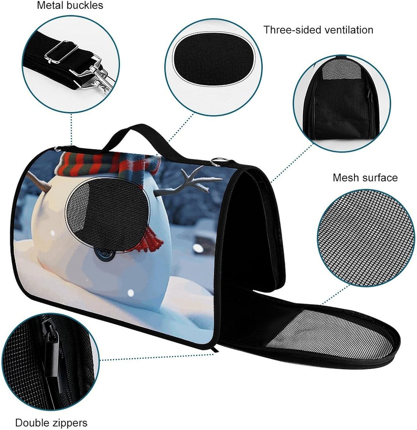 Pet Handbags, Happy Snowman Printed Pet Handbags,folding Pet Bags,new Pet Handbags,universal Pet Handbags, 45X26X23.5cm
