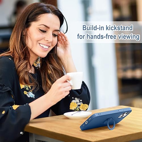 Miniatura 6 de Hython Funda para iPhone 12 Pro Max con soporte de anillo, soporte de anillo giratorio de 360, soporte magnético, chapado brillante, borde de oro