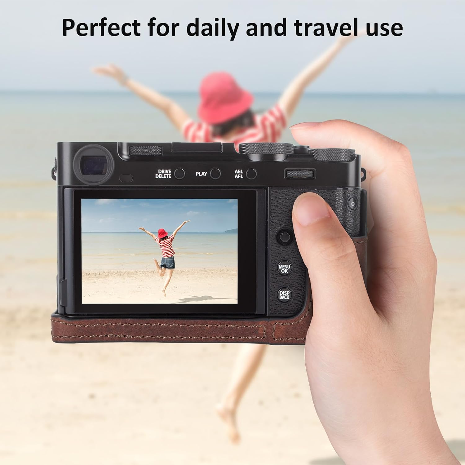 MUZIRI KINOKOO X-E5 Case,Genuine Leather Protective Case Intended for Fujifilm X-E5/Fujifilm X E5 Digital Camera, Accessories for Fujifilm X-E5 with Battery Compartment and Hand Grip Design,Brown