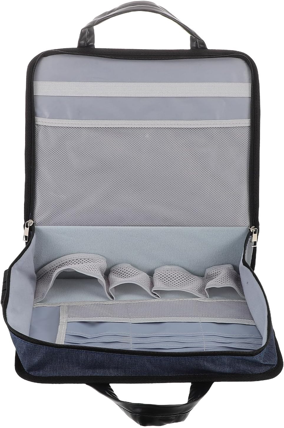 Lockable Oxford Cloth Briefcase with Handle, Portable Small Business File Organizer Bag for Office and Travel Document Storage, Blue Laptop Carrier for Meetings