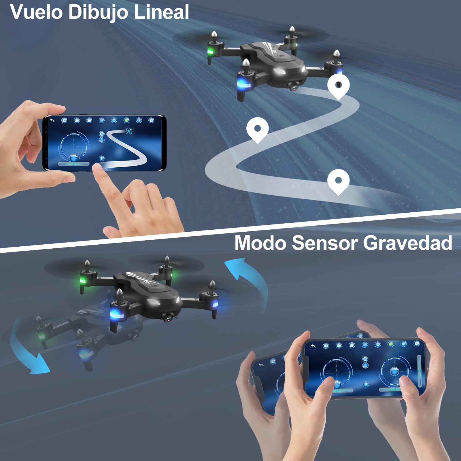 Wipkviey T26 Drone con Cámara 1080P HD – Drone Profesional para Niños y Principiantes, Quadcopter RC con Transmisión FPV en Vivo, 3D Flip, 3 Modos de Velocidad, Incluye 2 Baterías 26 Mins