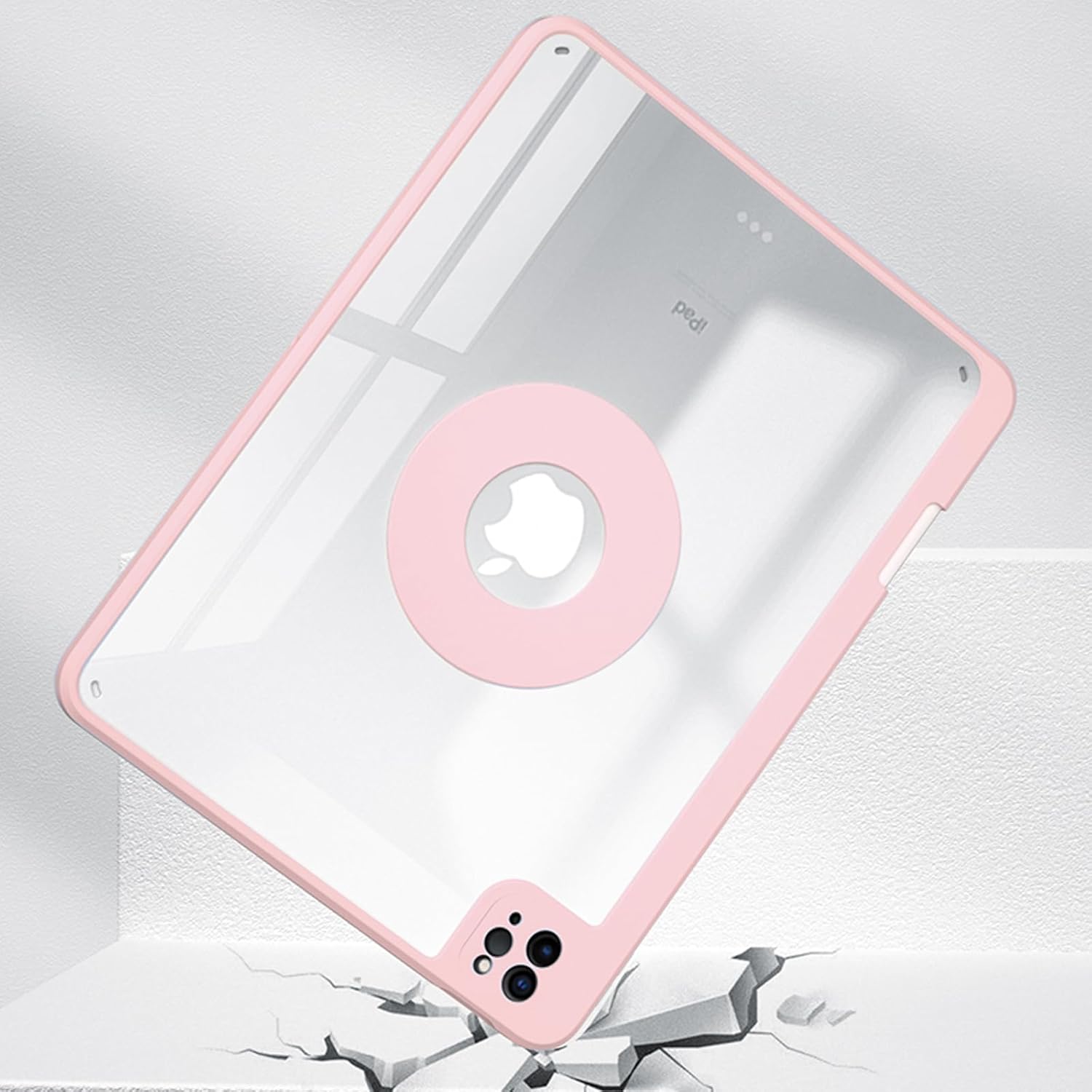 Dteck Smart Trifold Folio Case for iPad Pro 11" M4 with Detachable Clear Shockproof Back Cover, Pen Holder for Apple Pencil (Magnetic Charging Support), Auto Sleep/Wake, Portrait/Landscape Stand, Pink