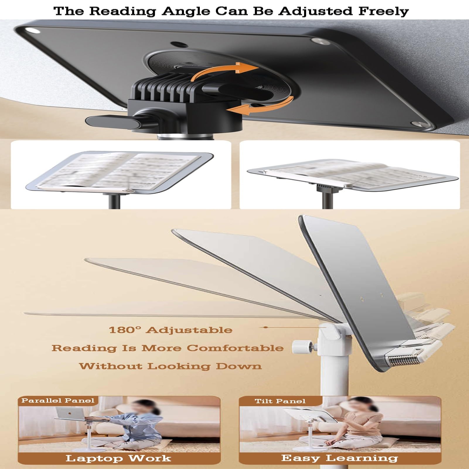 Generico Leggio da Pavimento Regolabile con fermapagine - Leggio Ideale per Bibbie, Computer Portatili, Libri di Cucina, proiettori e Lettura - Design Versatile con Altezza Regolabile