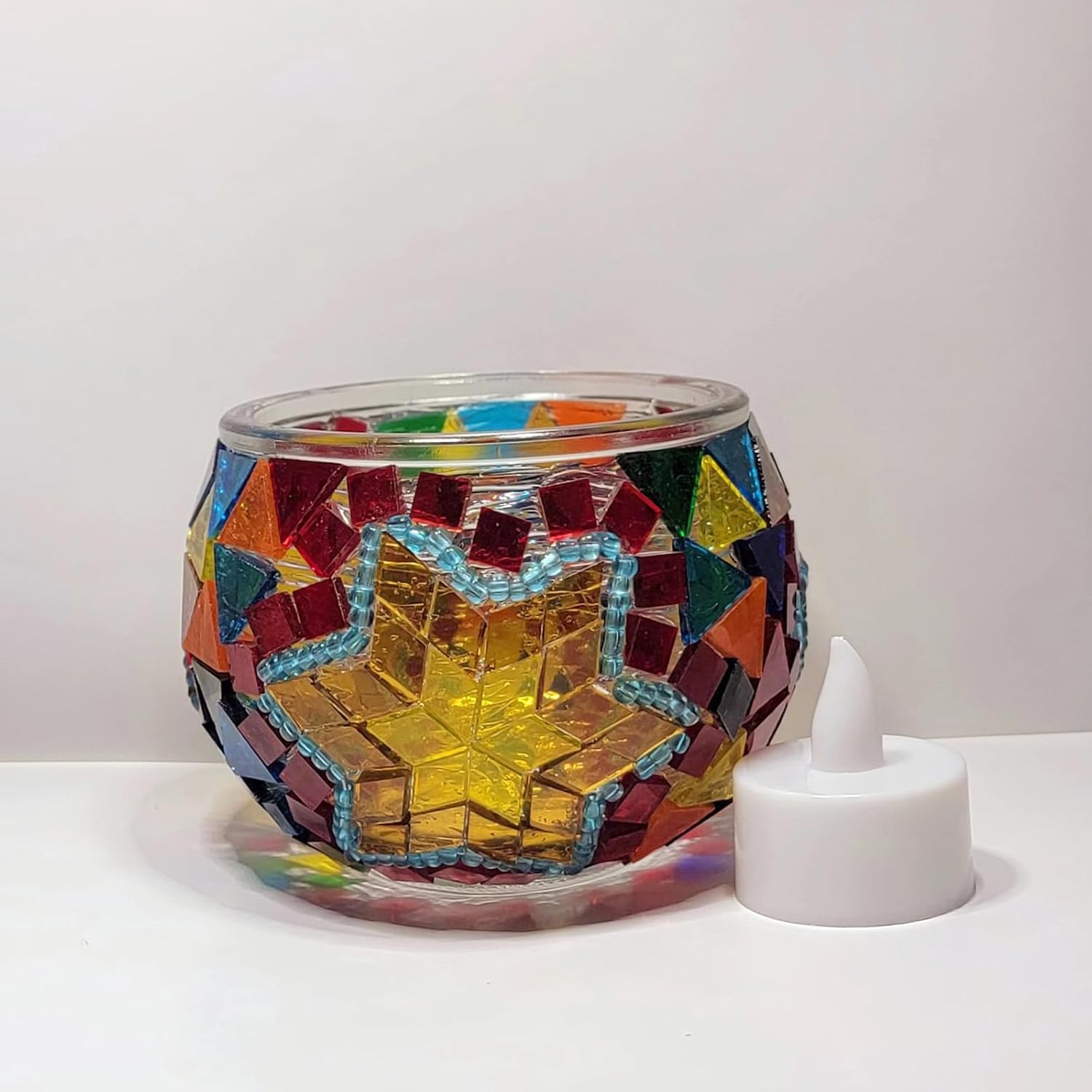 Turkish Mosaic Candle Holder DIY Kit Romantic Artistic Decor Lamp Bay Window Ambient Light for Adult Teen Familie and Couple to Make Table Tea Light Holder