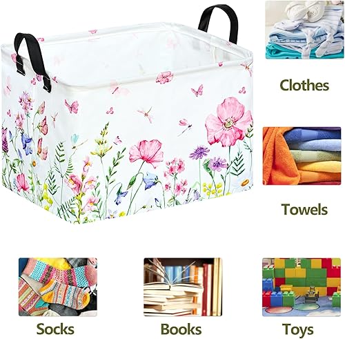 Miniatura 10 de ACMUUNI REC - Cesta de ropa de lona con asas, organizador de almacenamiento de algodón impermeable, perfecto para niños y niñas, habitación de