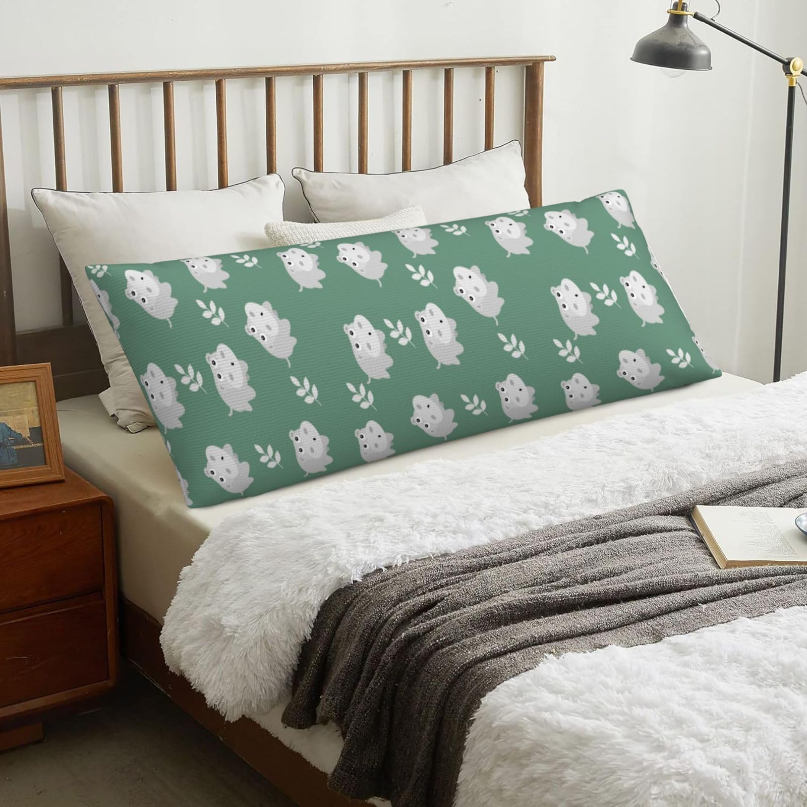 Cute Hippo, Body Pillow Cover with Zipper,Long Body Pillowcase 20 x 60 in