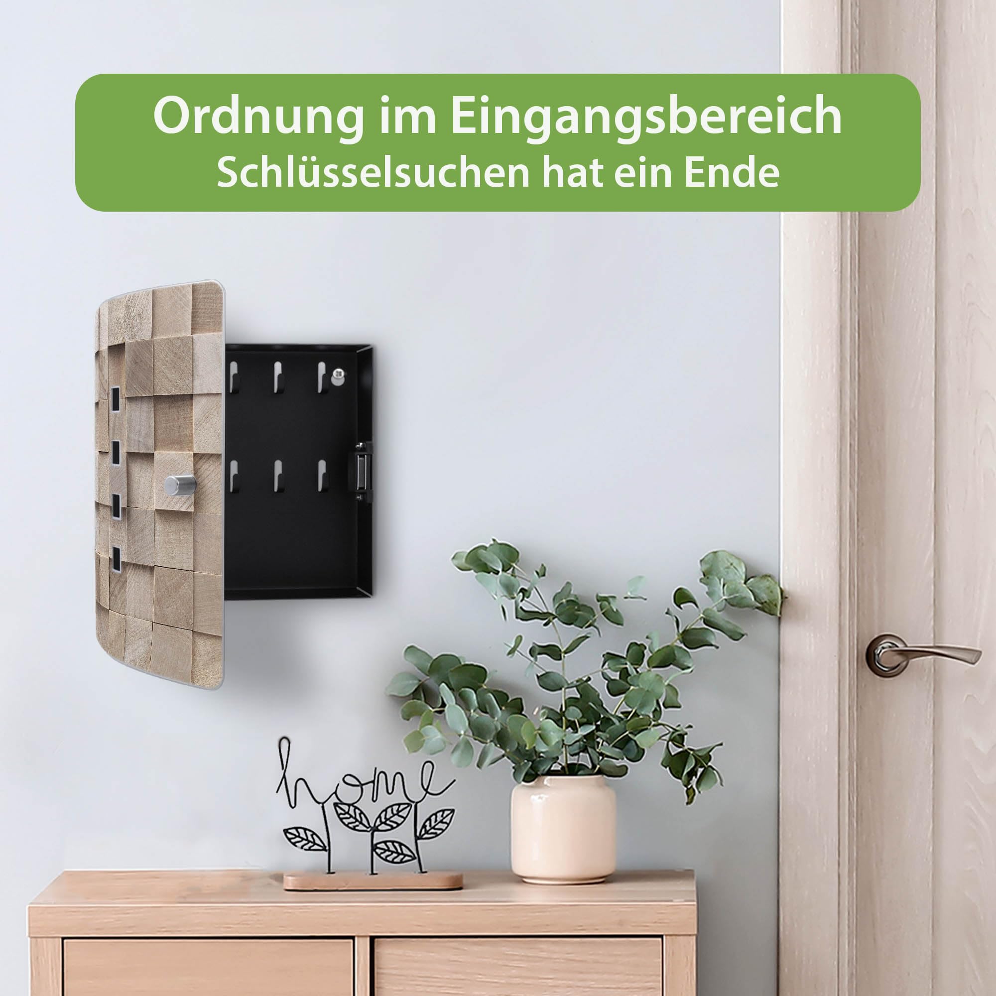 banjado Design Schlüsselkasten aus Edelstahl für 10 Schlüssel - Schlüsselschrank zur Schlüssel Aufbewahrung 24 x 21,5 x 7cm groß mit praktischem Magnetverschluss - Motiv Bauklötze Relief