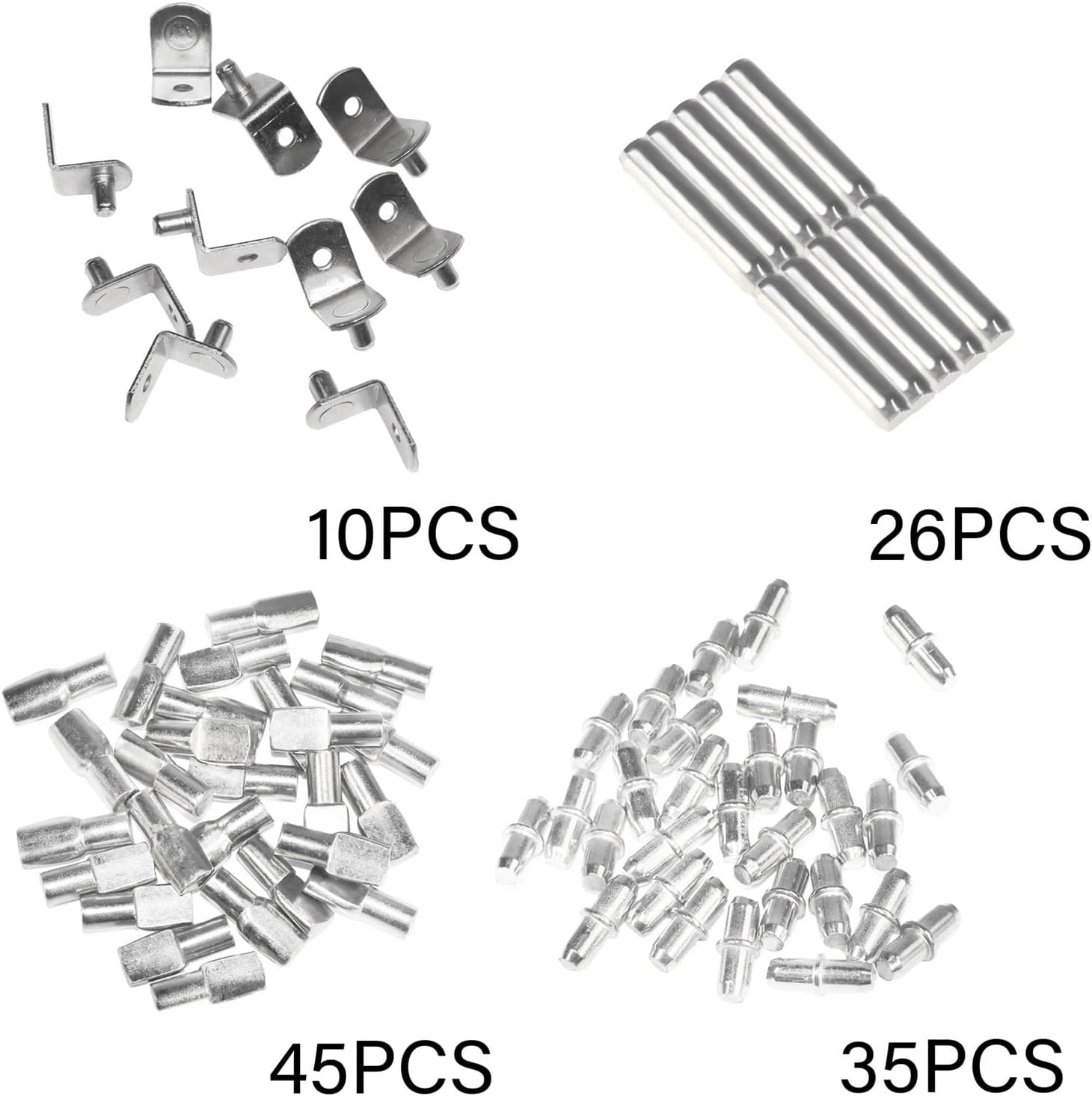 Shelf Support Pegs Shelf Pegs Kit Cabinet Shelf Pegs L-Shaped Bracket/Flat Spoon/Cylindrical/L with Pin Shelf Support Pegs for Shelves(Set 6)