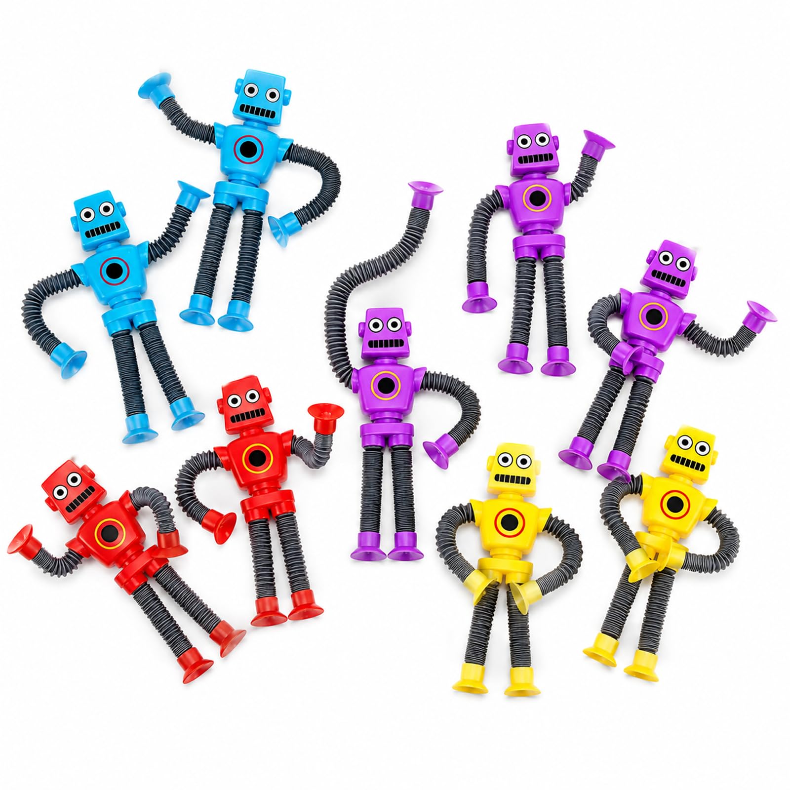 ERQUET 8 Pack Telescopic Suction Cup Robot Fidget Toys with Suction Cups