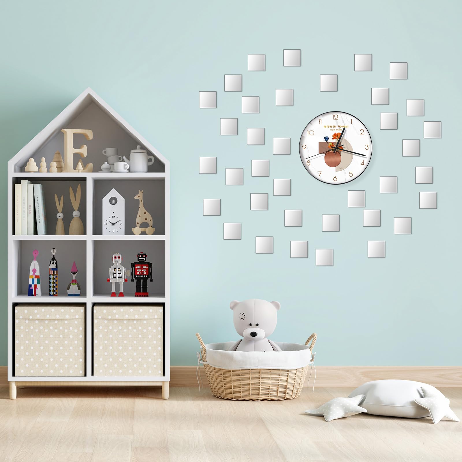 Lusofie 50 Pcs Square Mini Mirror Small Mirrors for Crafts Self Adhesive Mirror Tiles Acrylic Mirror Sheet for DIY Projects Crafts Mosaics Art Supplies and Home Decor(1 x 1 Inch)