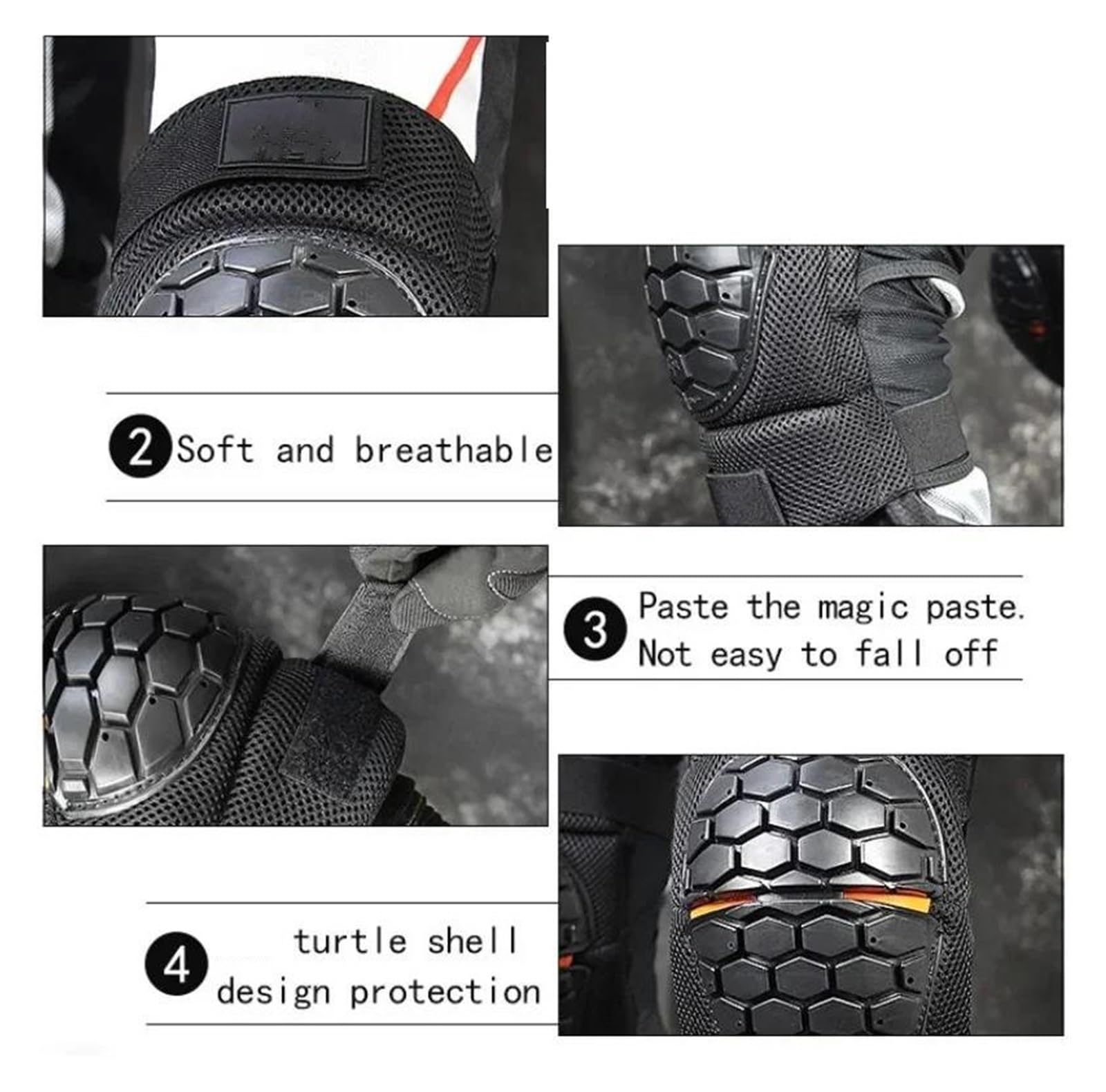 Regolabile Ginocchiera Pads Protector Armor Ginocchiere per moto Moto tattiche per biciclette Snowboard Inserti per ginocchiere anticaduta Protezione per equitazione Sport Motocross Rider(XL)