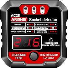 Pruie Detector de receptáculo testador de saída com tela LCD de tensão Verificador de tomada de energia 250V Testador de circuito automático Teste de polaridade de tensão Plugue de parede Fe