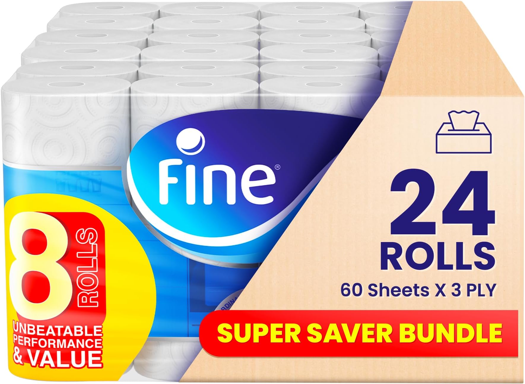 Kitchen Super Towel Pro, 24 Rolls 60 Sheets x 3 Ply Paper Tissue