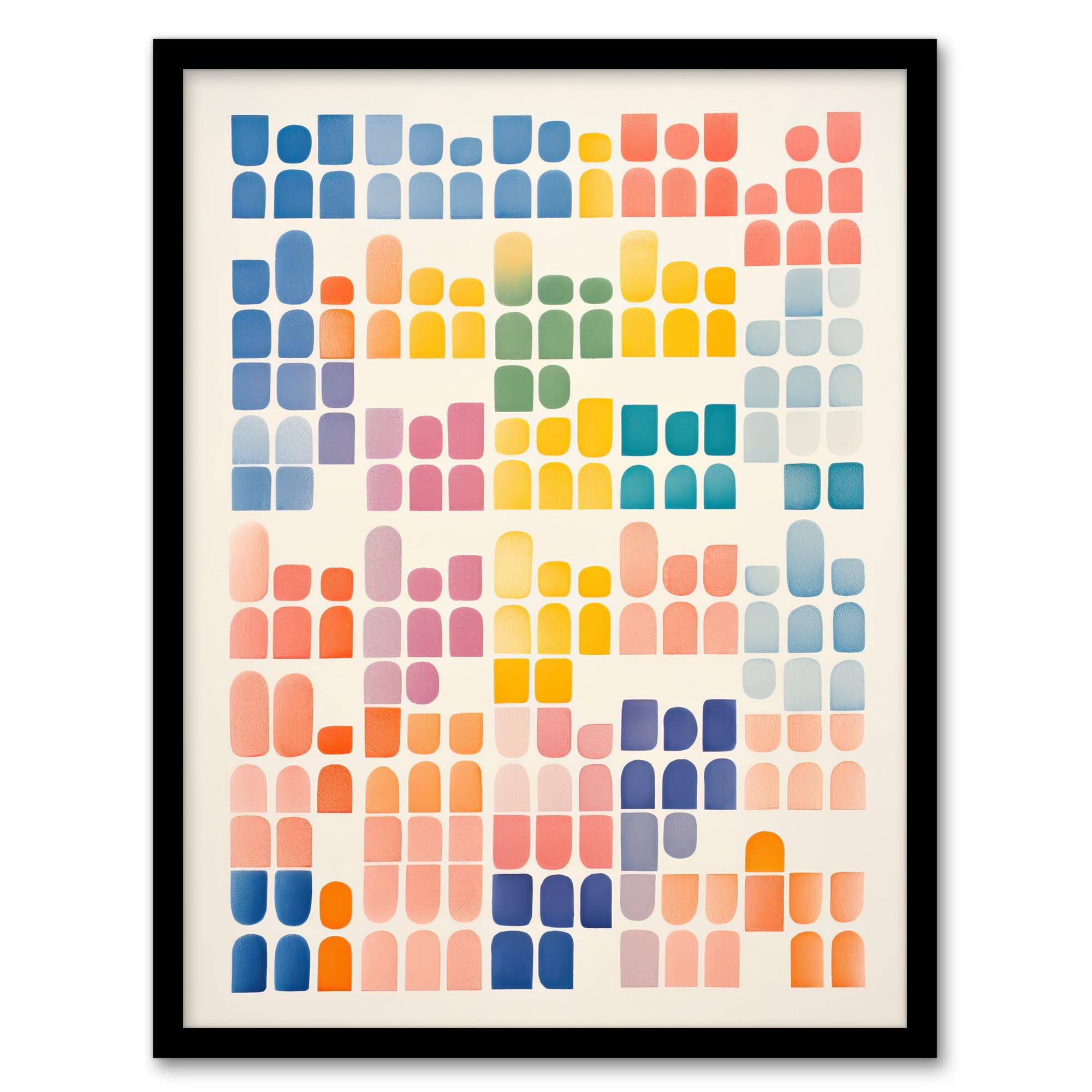 Artery8 Pastel Abstract Geometric Calming Artwork Watercolour Minimalist Artwork Framed Wall Art Print 18X24 Inch