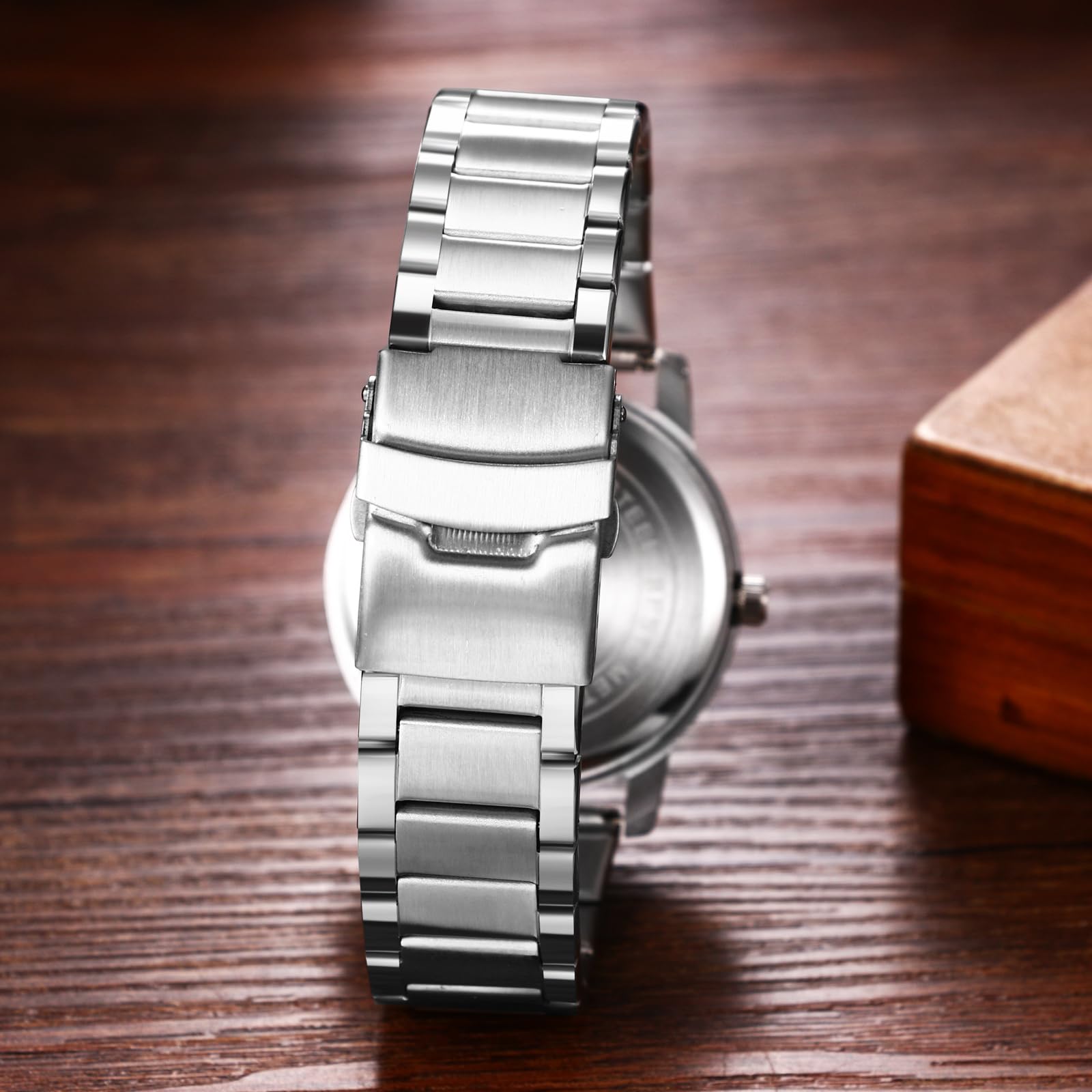 JewelryWe Herrenuhr Edelstahl Magnet Uhr Kein Glas Kugellager Analog Quarz 30m Wasserdicht Armbanduhr Herren Edelstahlarmband Spiegellose Magnetschwebe-Kugeluhr mit Römische Ziffern