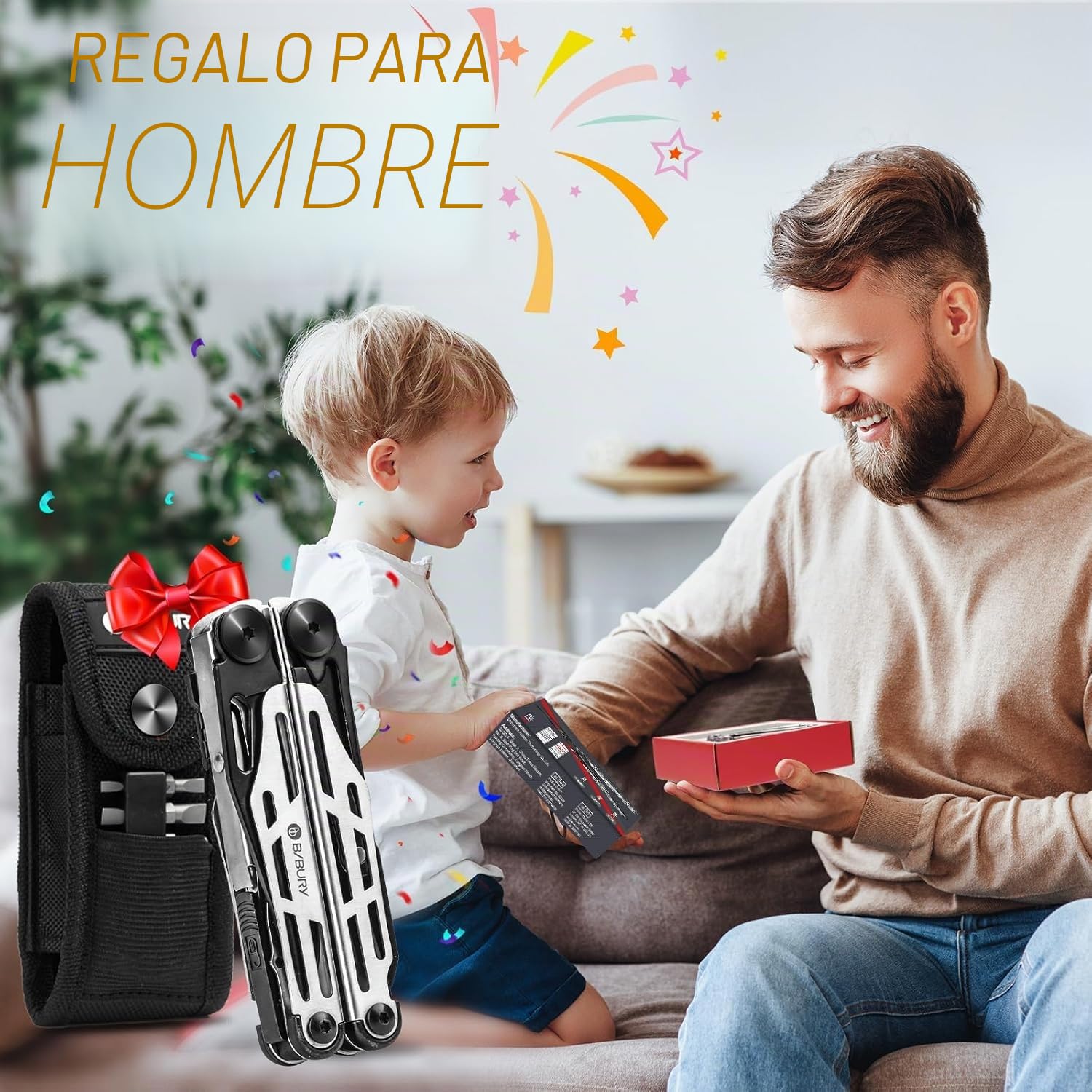 Bibury Multiherramientas, alicates plegables multiherramienta con tijeras mejoradas y juego de destornilladores, multiherramientas de acero inoxidable, profesional, ideal para camping, al aire libre,