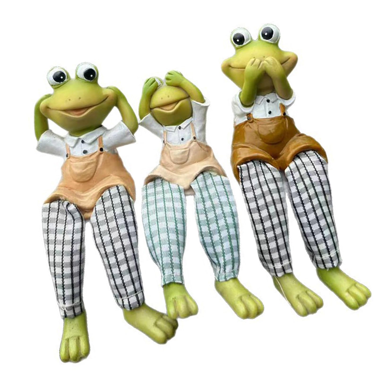 Shurhome 3pcs Resins Frogs Statue Long Legged Decoration Indoor Outdoor Tabletop Sculpture for Table Shelf Display Whimsical Frogs Sculptures