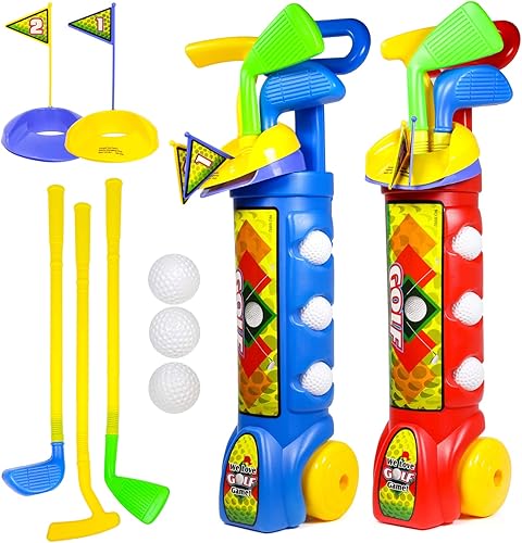 Miniatura 7 de KidPlay Products Juego de simulación de club de golf al aire libre para niños pequeños - rojo