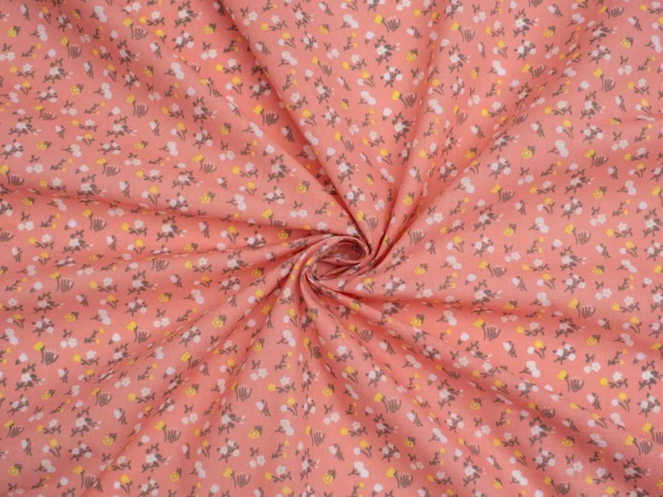 Printed Polycotton Fabric Coral - per metre