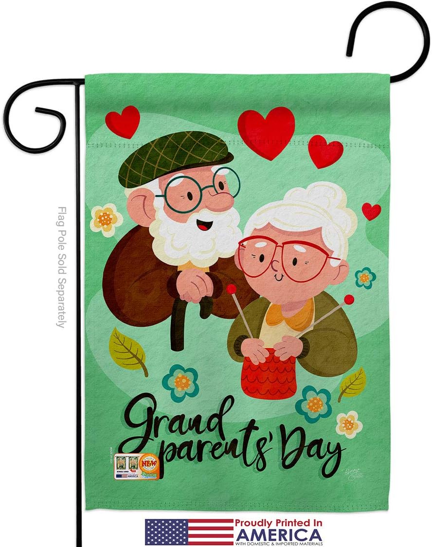 Grandparents Day Garden Flags Pack Family Grandparent Grandma Grandpa Nana Papa Parent Sibling Relatives Support Our Troops Small Decorative Gift Yard House Banner Made In USA 13 X 18.5