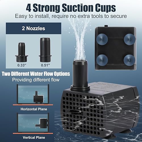 Miniatura 2 de Mini bomba sumergible de 90 GPH, bomba de fuente pequeña (5 W 350 LH), bomba de agua de acuario ultra silenciosa para pecera, fuente de mesa, fuente