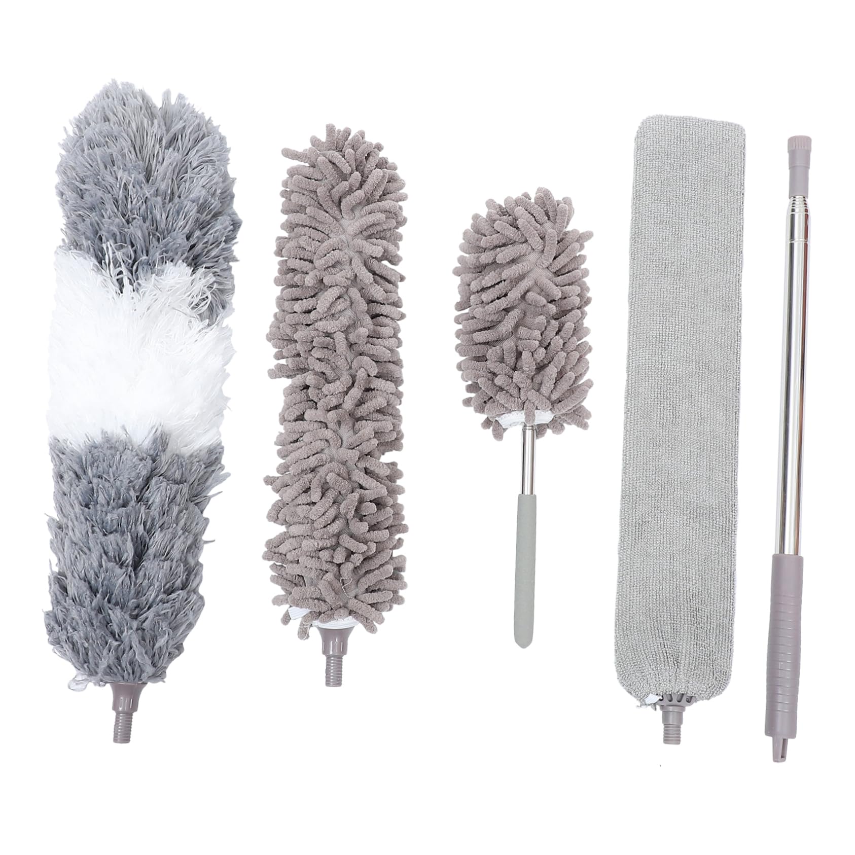 CIYODO Telescopic Ceiling Fan Cleaner Duster Duster Set Double-Head Brush Home Chenille Brush 5-Piece Kit