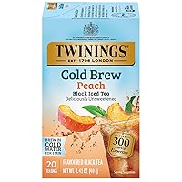 Vista 25 de Twinings Peach Cold Brew - Bolsas de té helado, 20 unidades (paquete de 6), té negro con sabor sin azúcar, con cafeína, 120 bolsitas de té