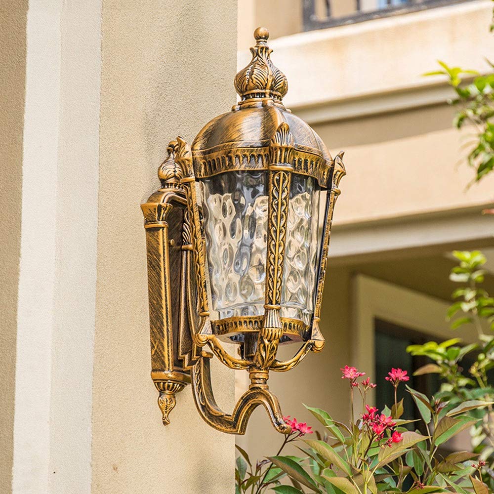 Wodoodporna lampa ścienna na zewnątrz IP55, szklana latarnia ogrodowa, ganek, wykończenie brązu, odlew aluminiowy, do domu, patio, podjazdu, stoiska, wodoodporna