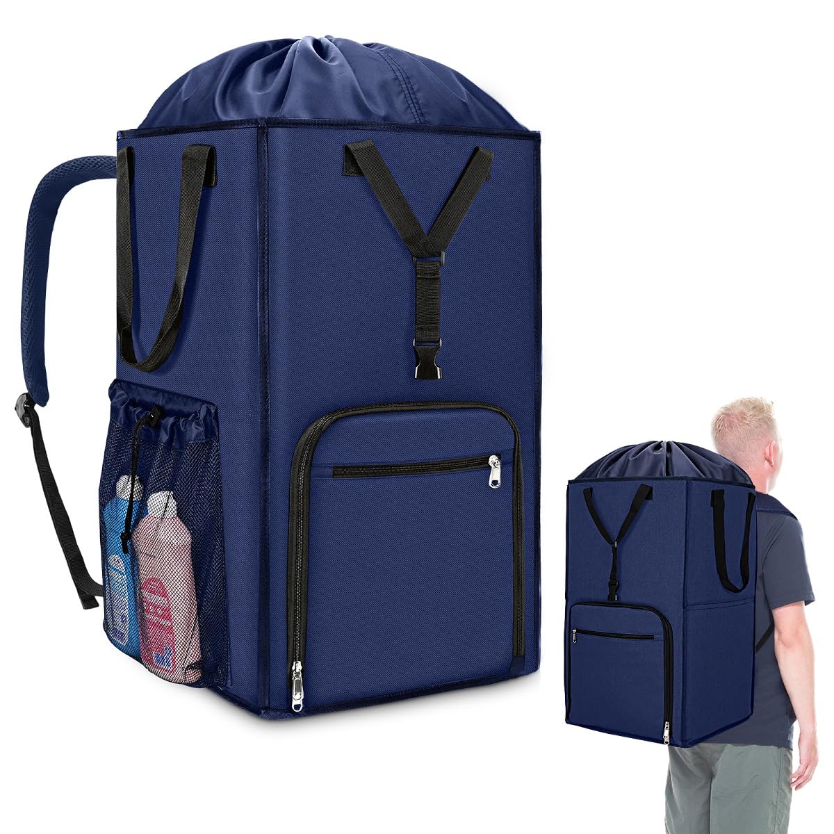 Laundry Bag Backpack, 2 in 1 Extra Large Laundry Hamper Basket for College Dorm Room Essentials, with Adjustable Shoulder Straps and Mesh Pocket for Apartment, Laundromat, Travel