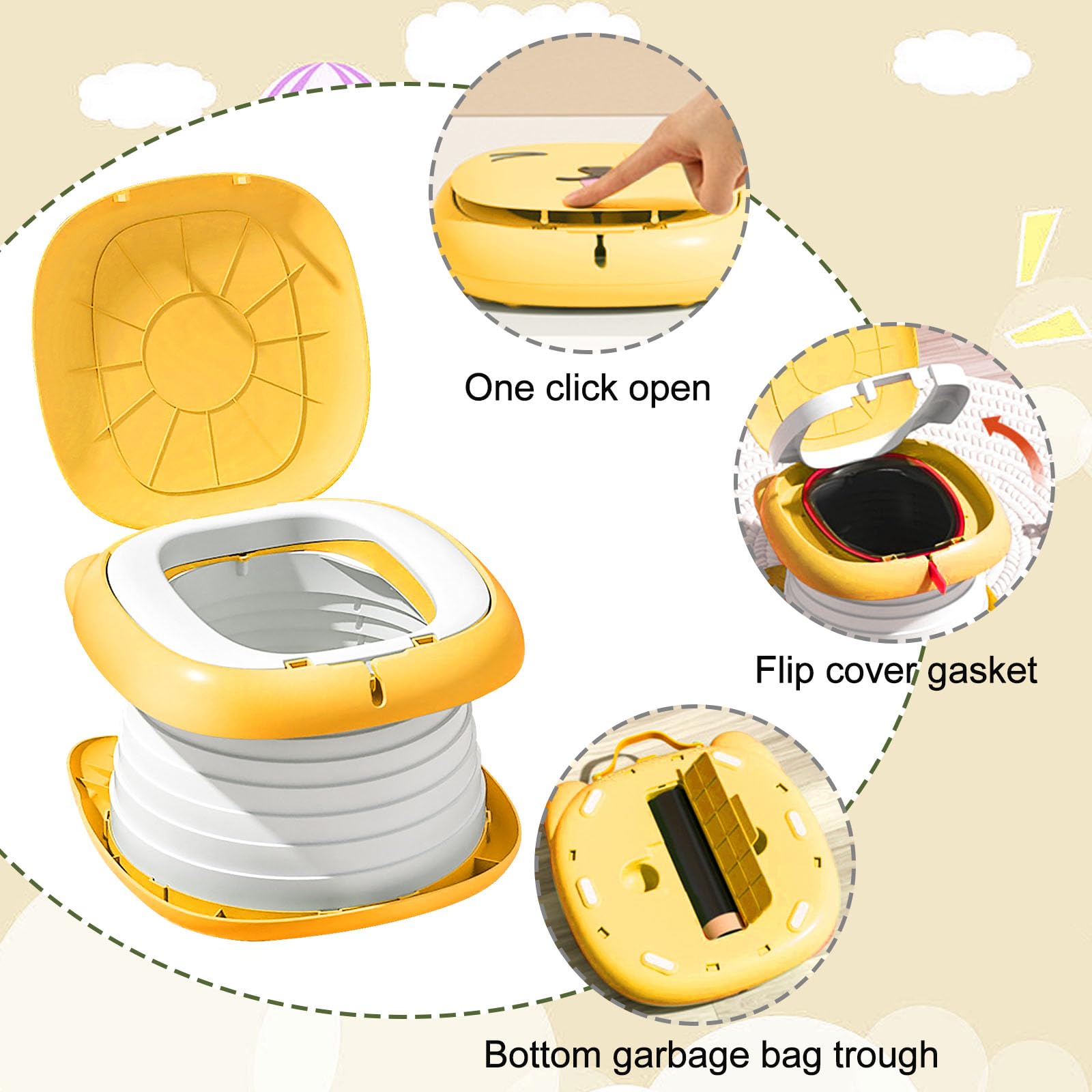 Children's Potty: Vasino Portatile per Bambini Da Viaggio, Vasino Bambini, Foldable Toilette Pieghevole Da Viaggio, Wc Pieghevole per Bambini per Ragazzi E Ragazze Adatto Da 0 a 8 Anni, Arancione