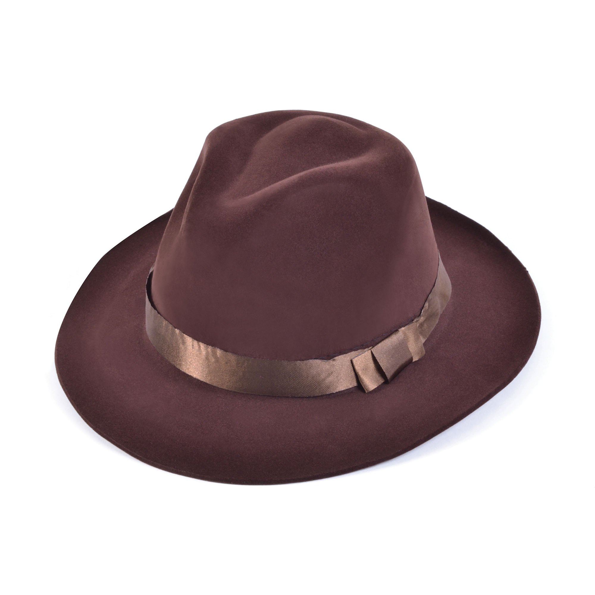 BH529 Fedora Brown Velvet Hat, Mens, One Size Halloween, World Book Day