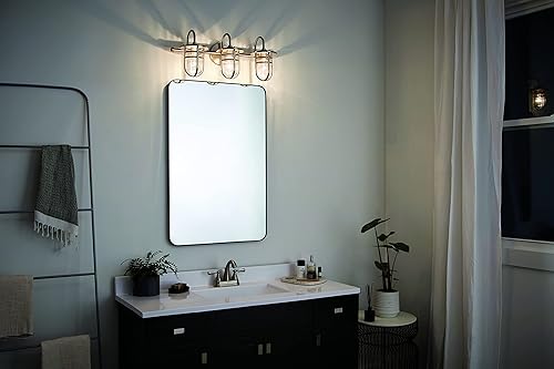 Miniatura 7 de Kichler Caparros - Lámpara de tocador de 24 pulgadas con 3 luces con cristal acanalado transparente en níquel cepillado