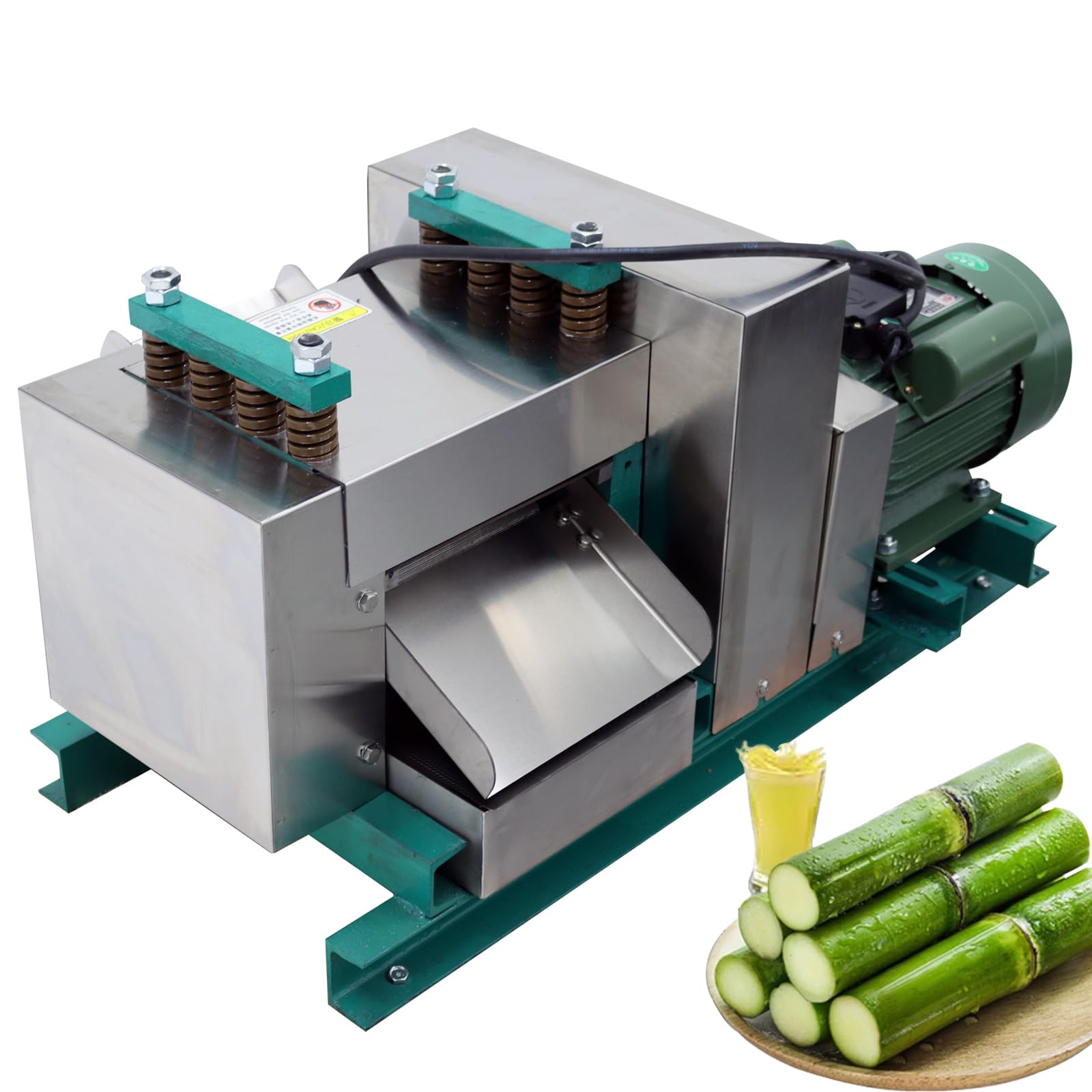 INTSUPERMAI 220V 3500W Industrial Sugar Cane Juicer Machine 3-Rollers Sugar Cane Press Stainless Steel Extractor 1760 LBS H